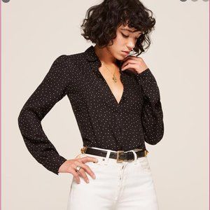 Reformation Long Sleeve Button Down Black XS